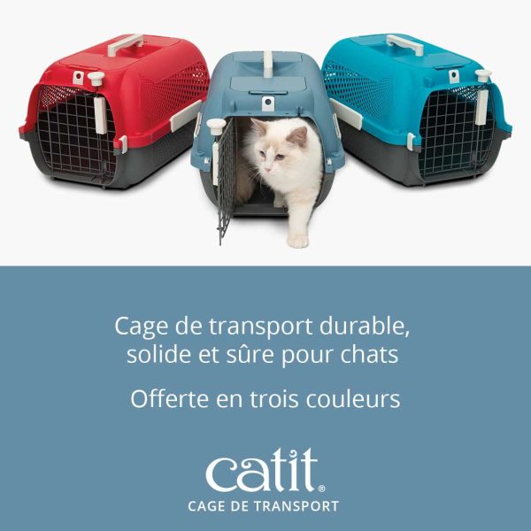 caisse de transport pour chat rouge cerise