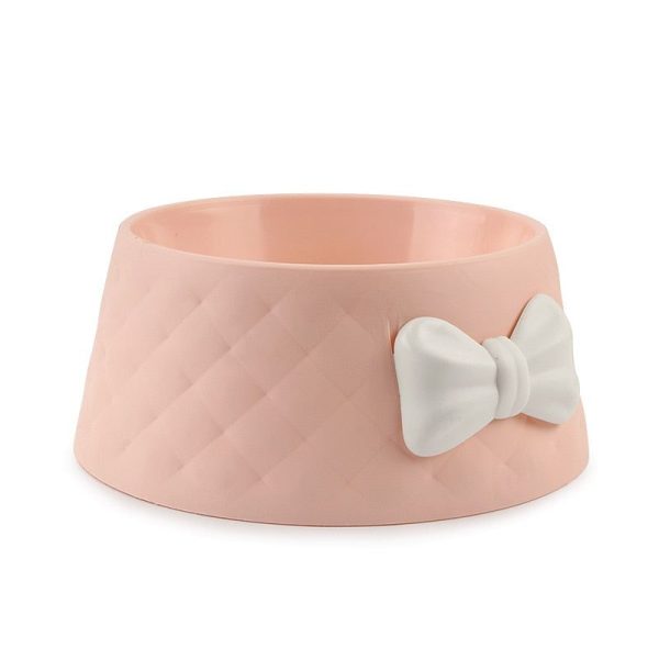 ecuelle pour chat avec nœud papillon blanc