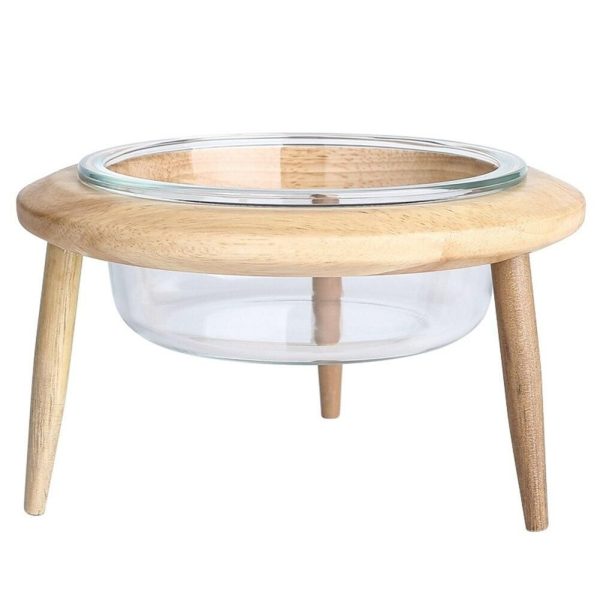 gamelle pour chat design en hauteur avec un socle en bois - animal lovers